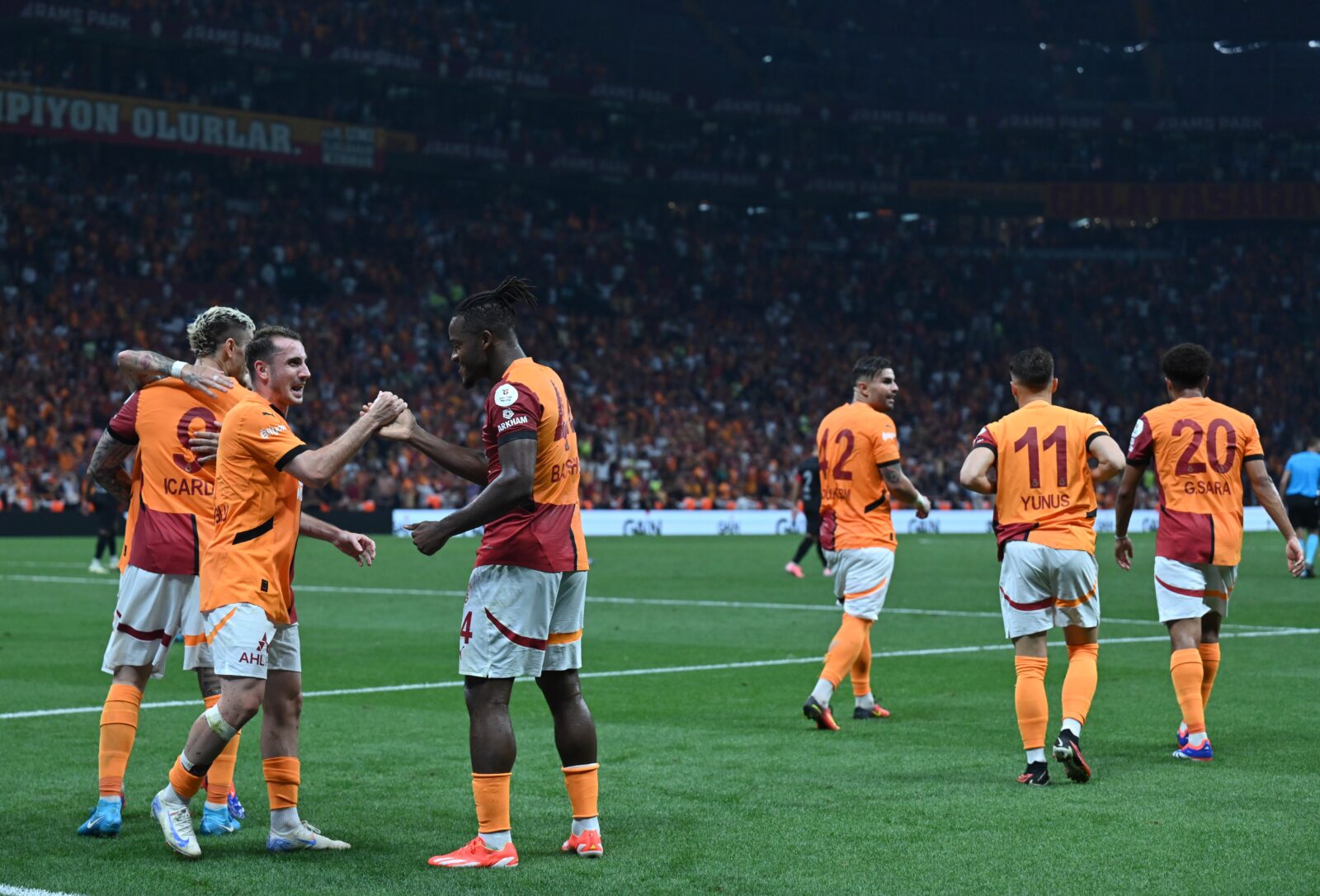 Michy Batshuayi of Galatasaray celebrates after scoring a goal during Turkish Super Lig match between Galatasaray and Atakas Hatayspor at RAMS Park in Istanbul, Türkiye, August 09, 2024. (AA Photo)