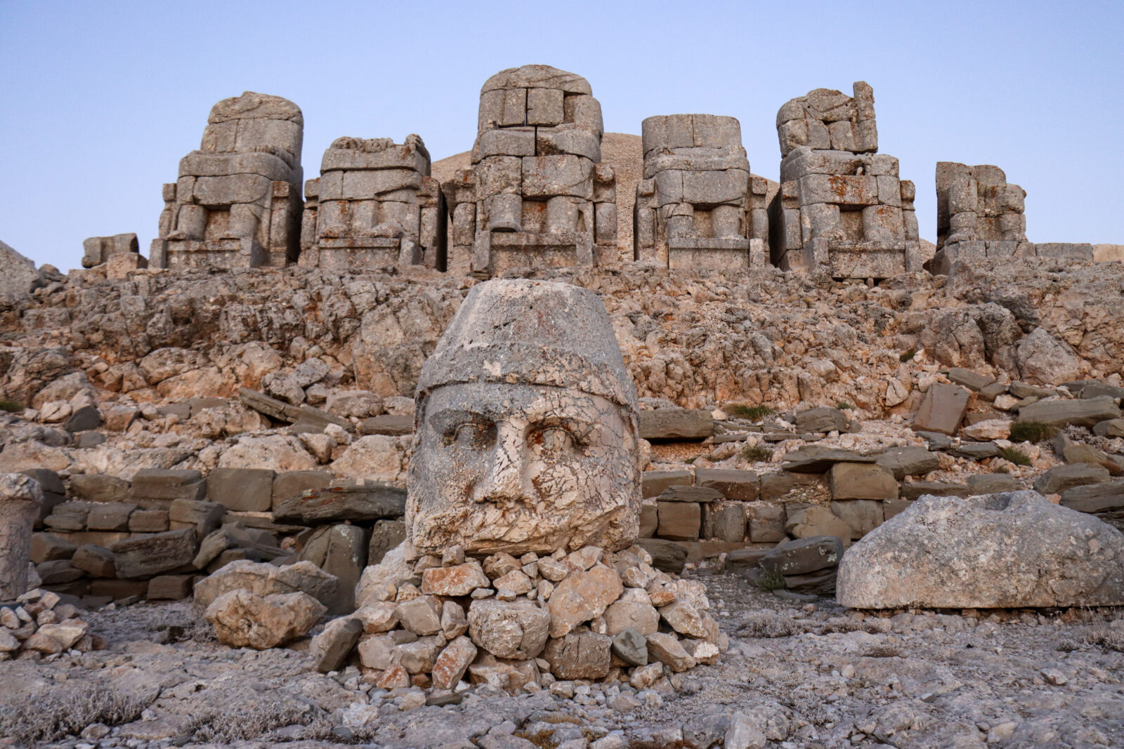 A view of the monuments at Mount Nemrut