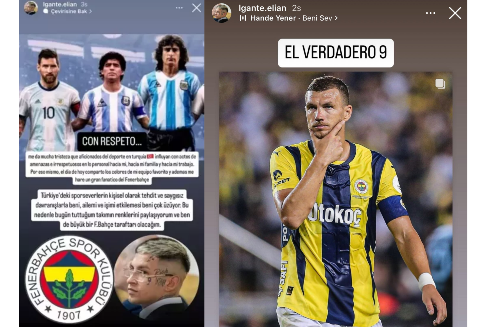 L-Gante declares Fenerbahce support and shares Edin Dzeko