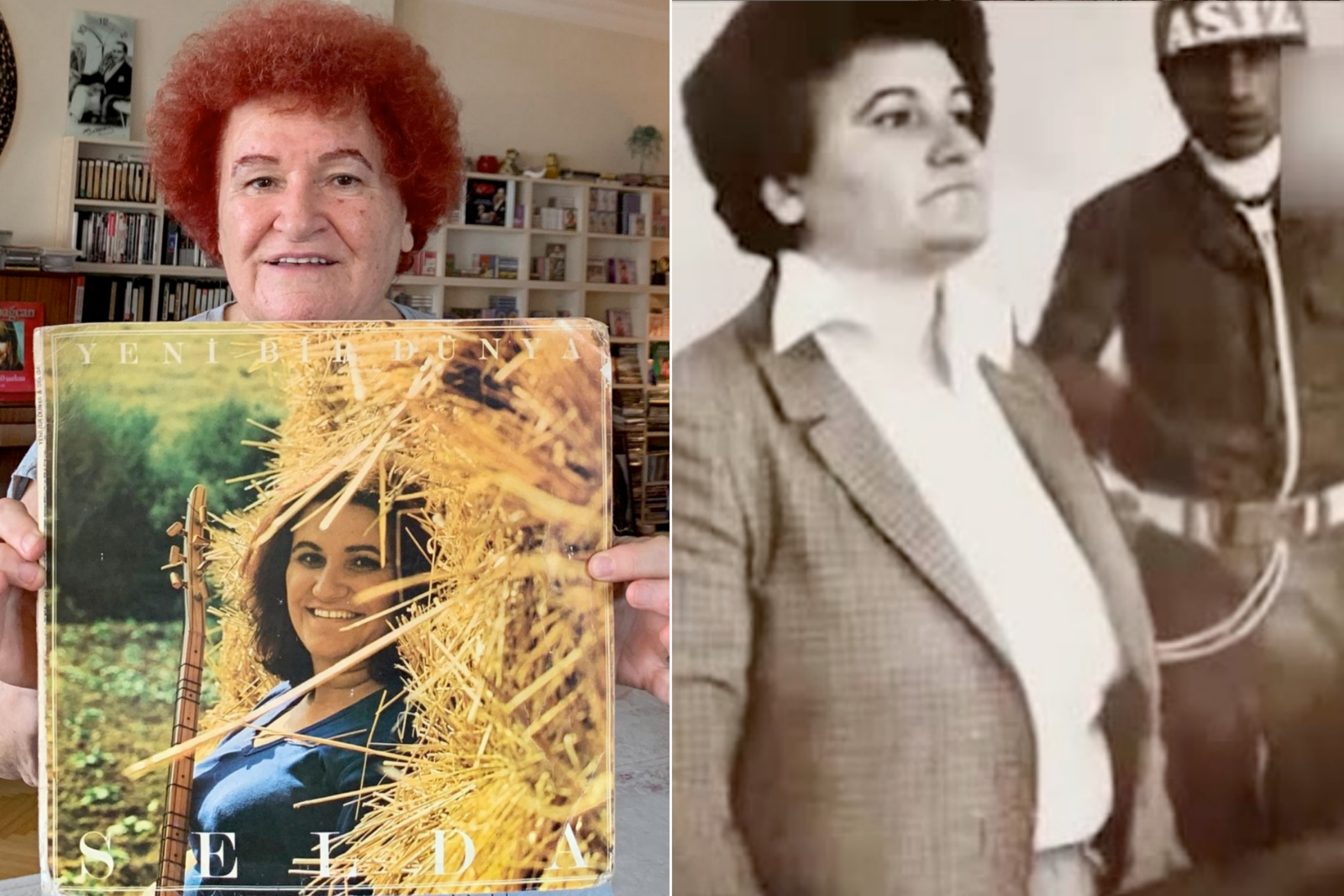 Selda Bagcan holding her own record (left) and Selda Bagcan