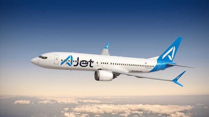 Photo shows an AJet aircraft