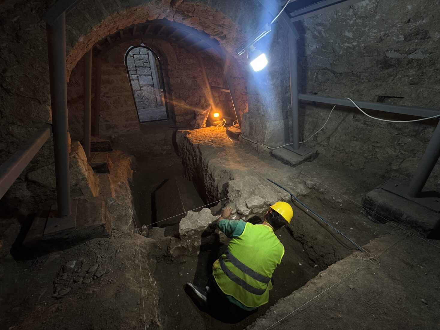 Archaeologists excavate a sarcophagus at St. Nicholas Church in Demre, Antalya, Türkiye.