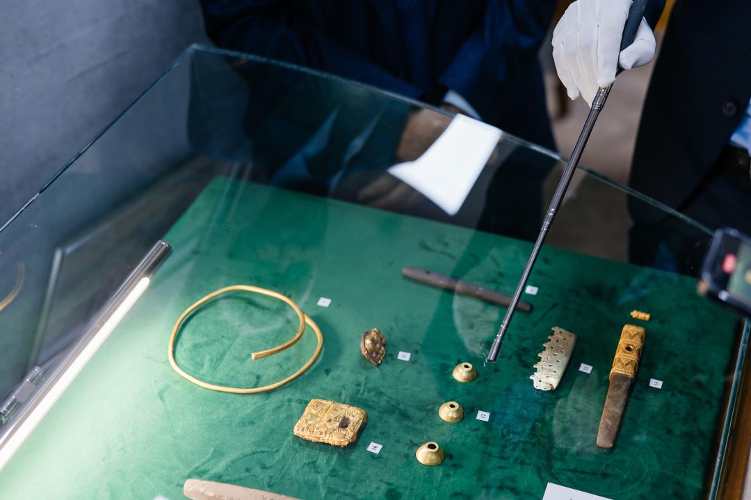 Artifacts from Sarmatian-era burial sites on display at the Atrau Regional History Museum in Kazakhstan