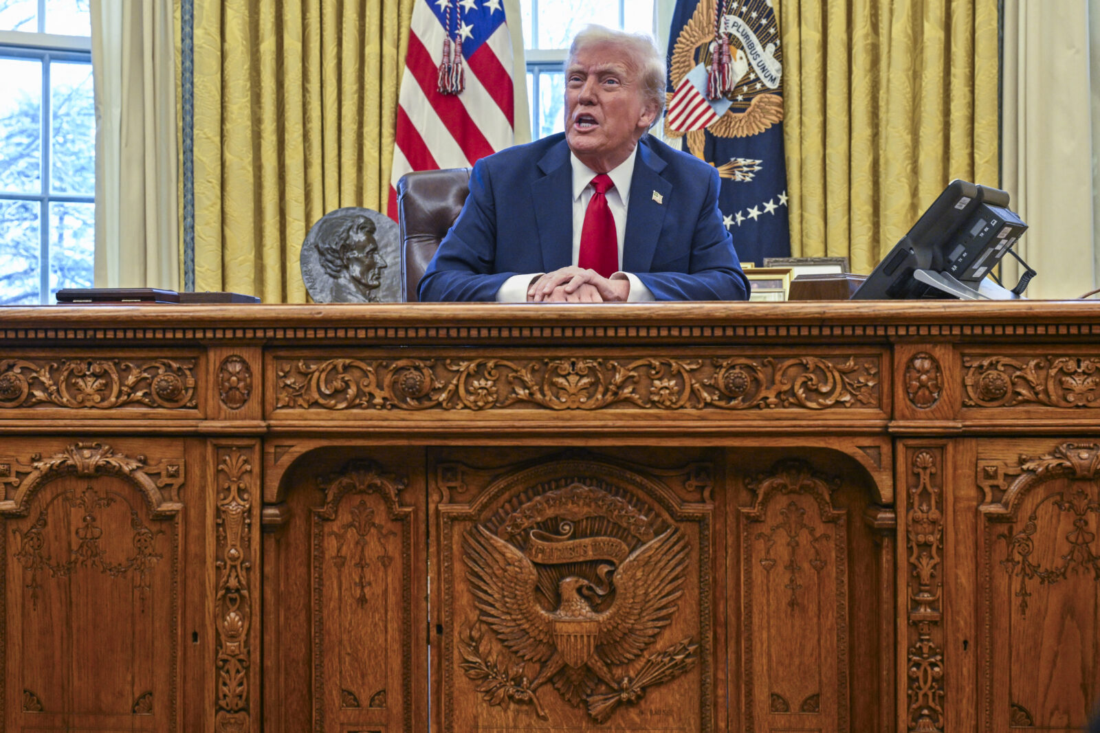 US President Donald Trump speaks
