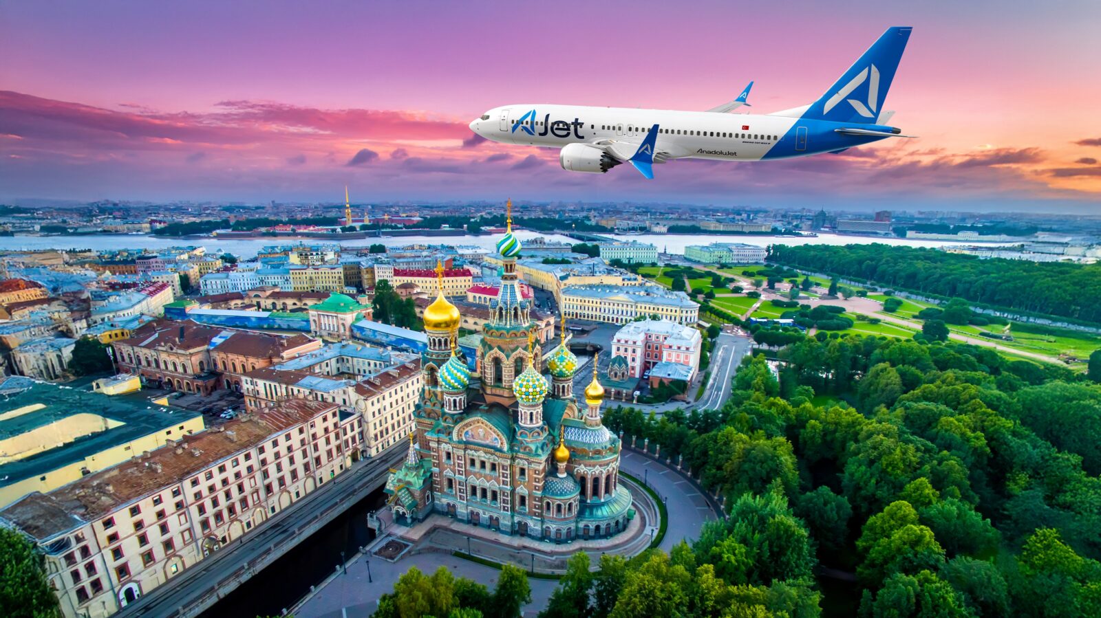 Photo shows an aircraft soars over St. Petersburg