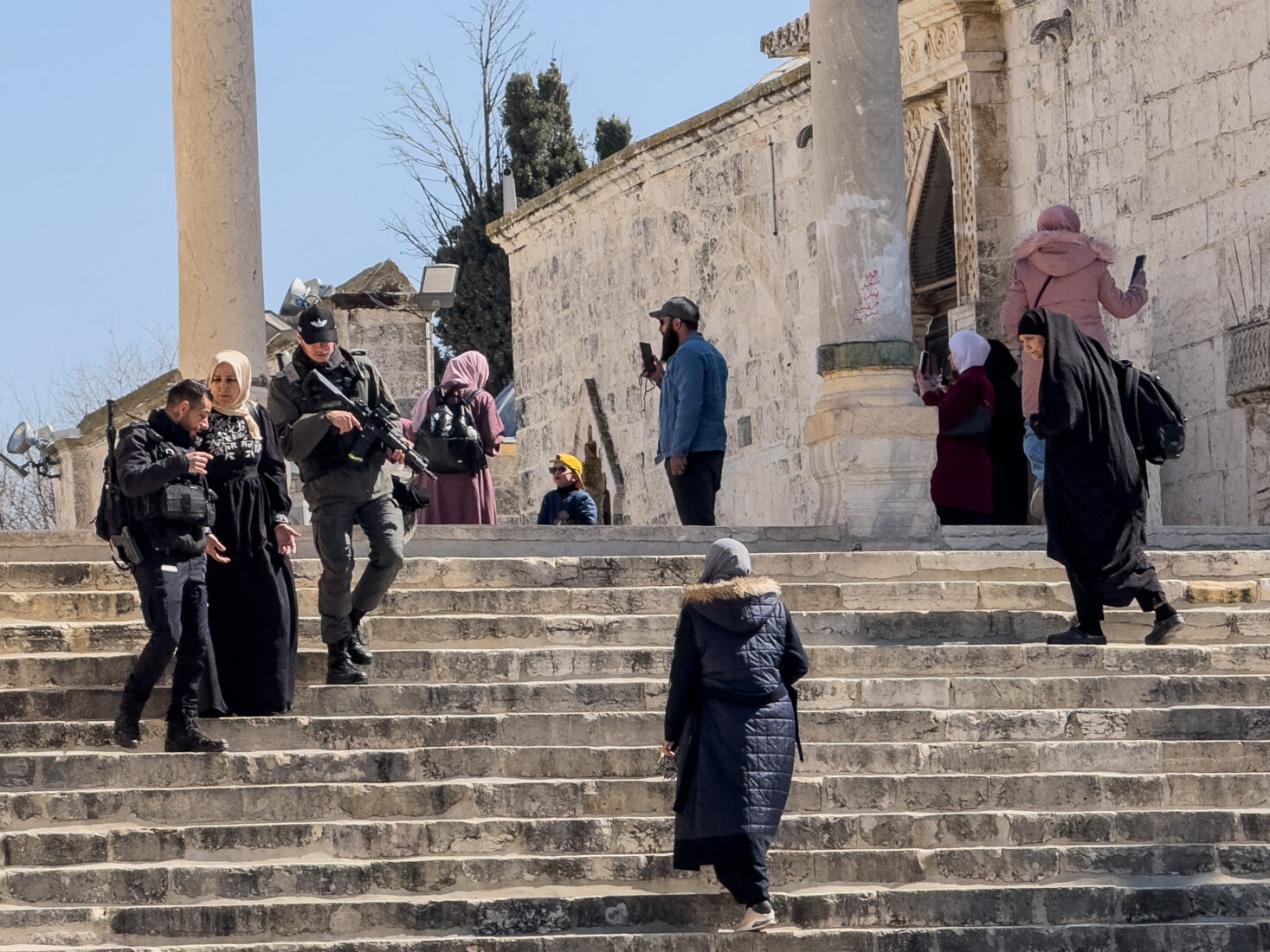 Photo shows stairs leading to al aqsa mosque