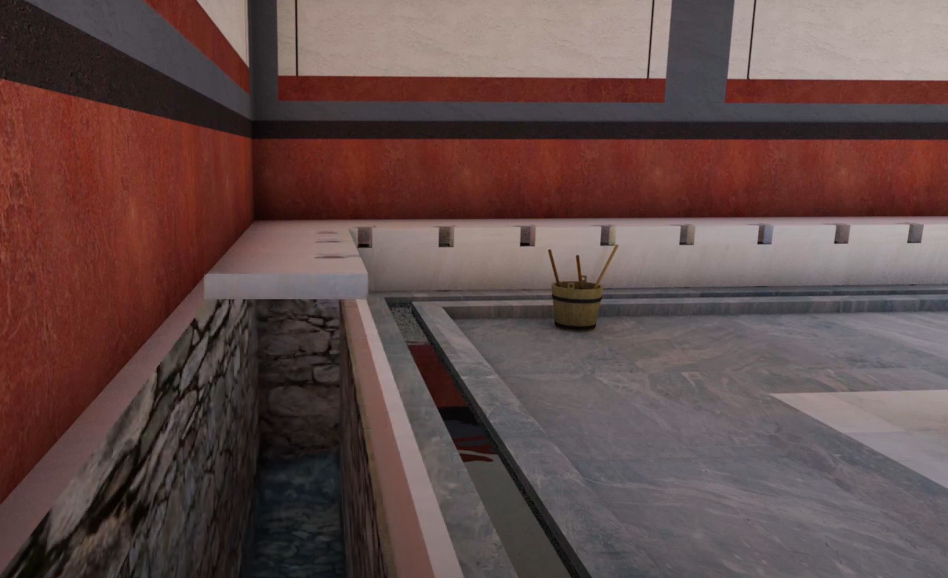 A 3D reconstruction of a latrine from ancient Rome, created by Ancient Athens 3D