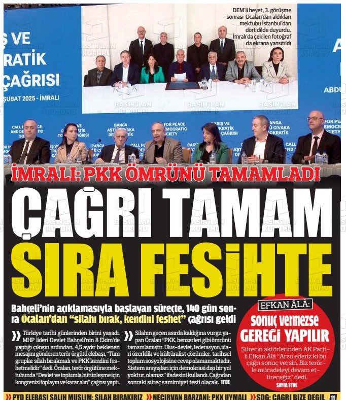 How Turkish media covered Ocalan's historic call for PKK terrorist group dissolution