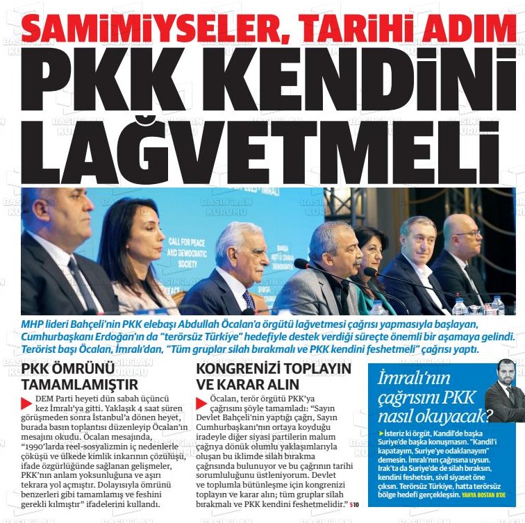 How Turkish media covered Ocalan's historic call for PKK terrorist group dissolution