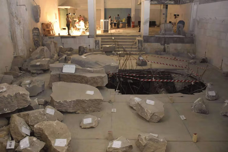 Objects tagged for restoration in 2019 at the Mosul Museum, photographed by the Iraq State Board of Antiquities and Heritage.