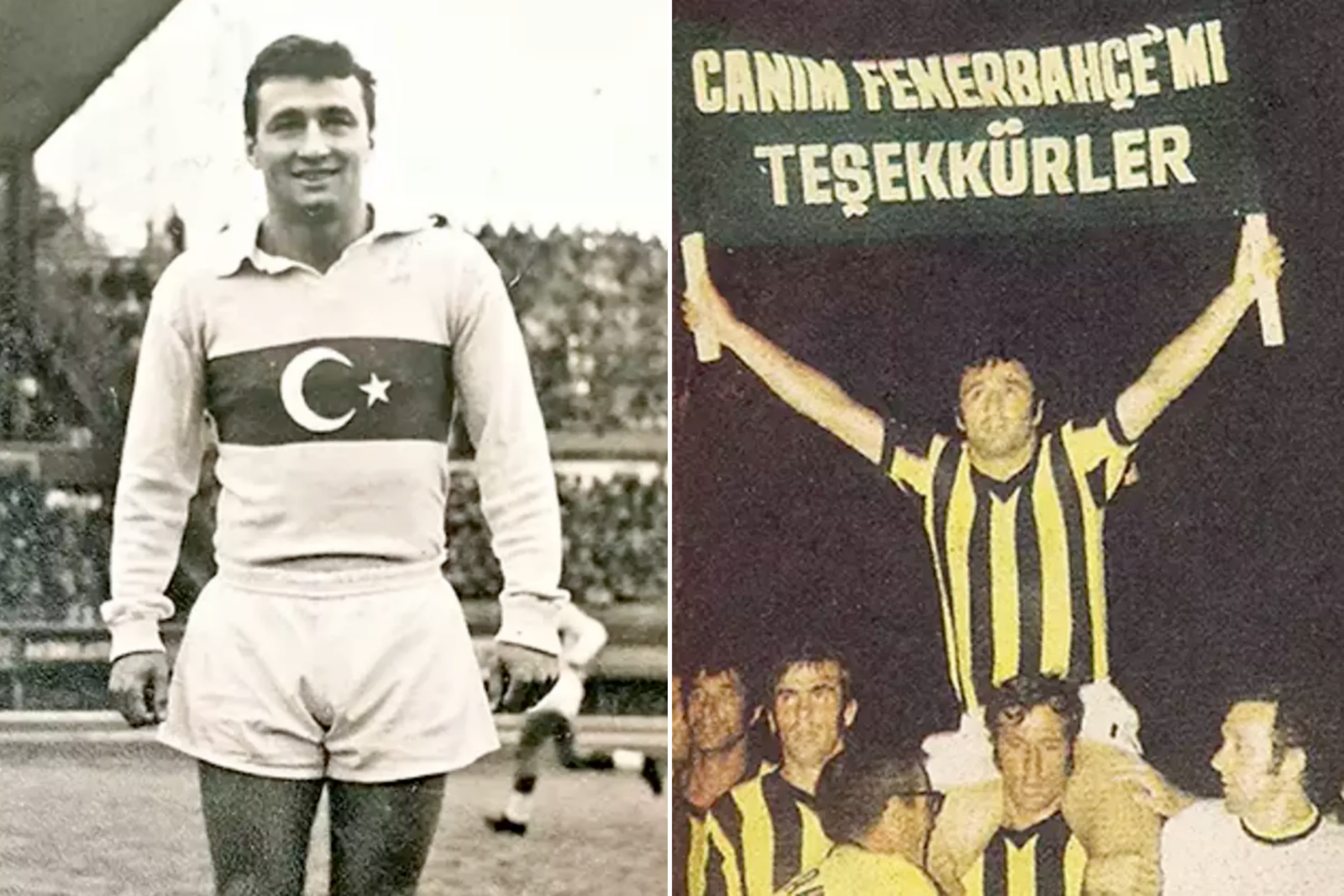Collage of Fenerbahce and Turkish national team player Ogun Altinparmak wearing both teams