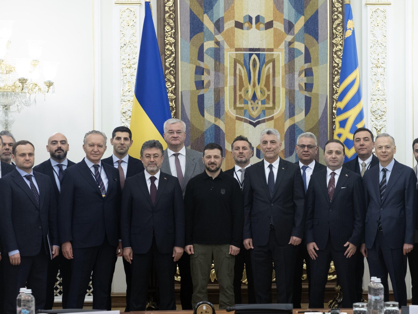 Photo shows Turkish Minister of Trade Omer Bolat, Agriculture and Forestry Minister Ibrahim Yumakli  meets with Ukrainian President Volodymyr Zelenskyy.