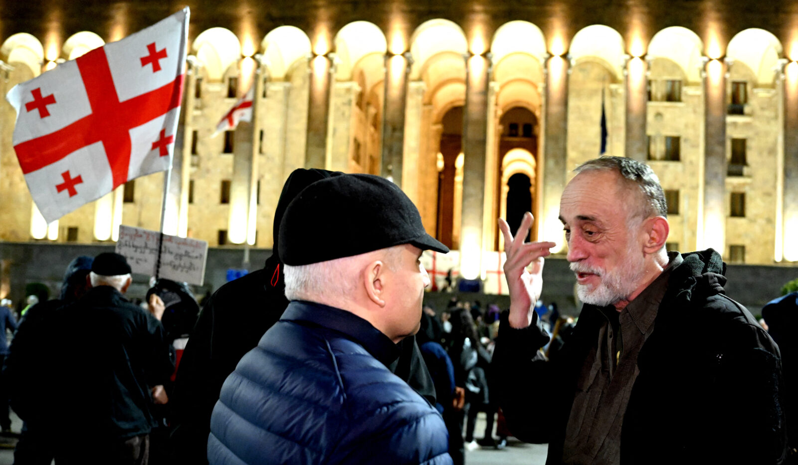 Georgian rights activist Nadim Khmaladze, 60, attends an anti-government rally outside the parliament in Tbilisi 