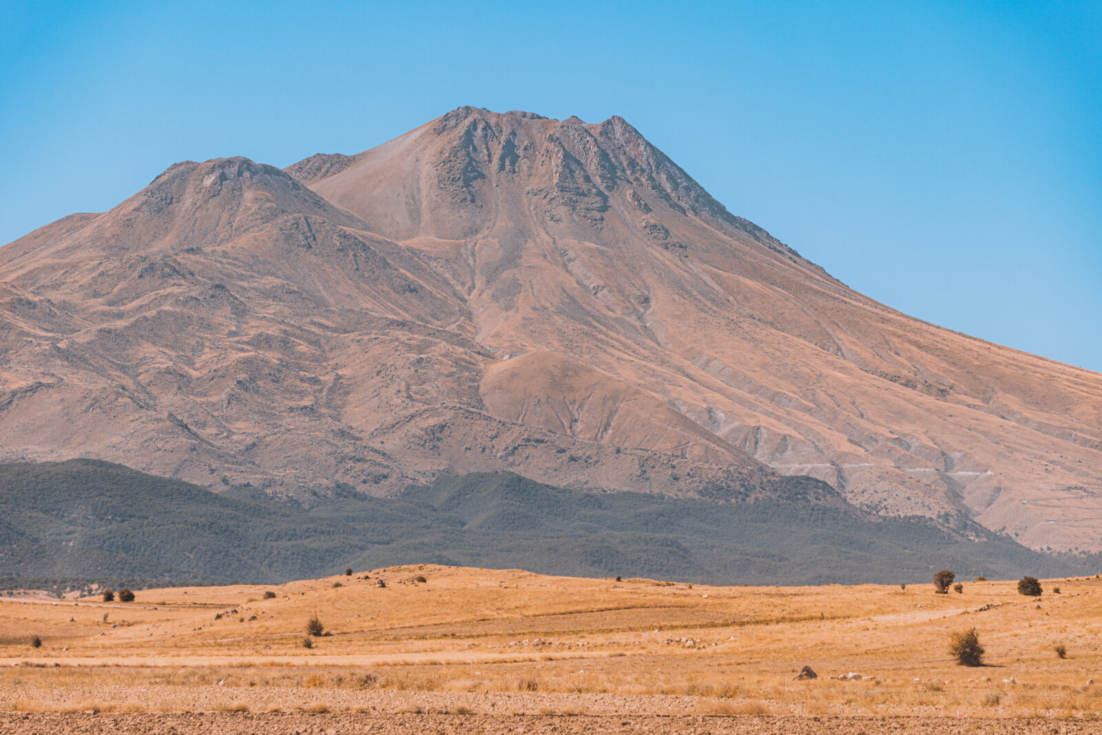 Hasan Dag extinct volcano summit view at autumn time. Travel sights near Aksaray, Cappadocia, Turkiye