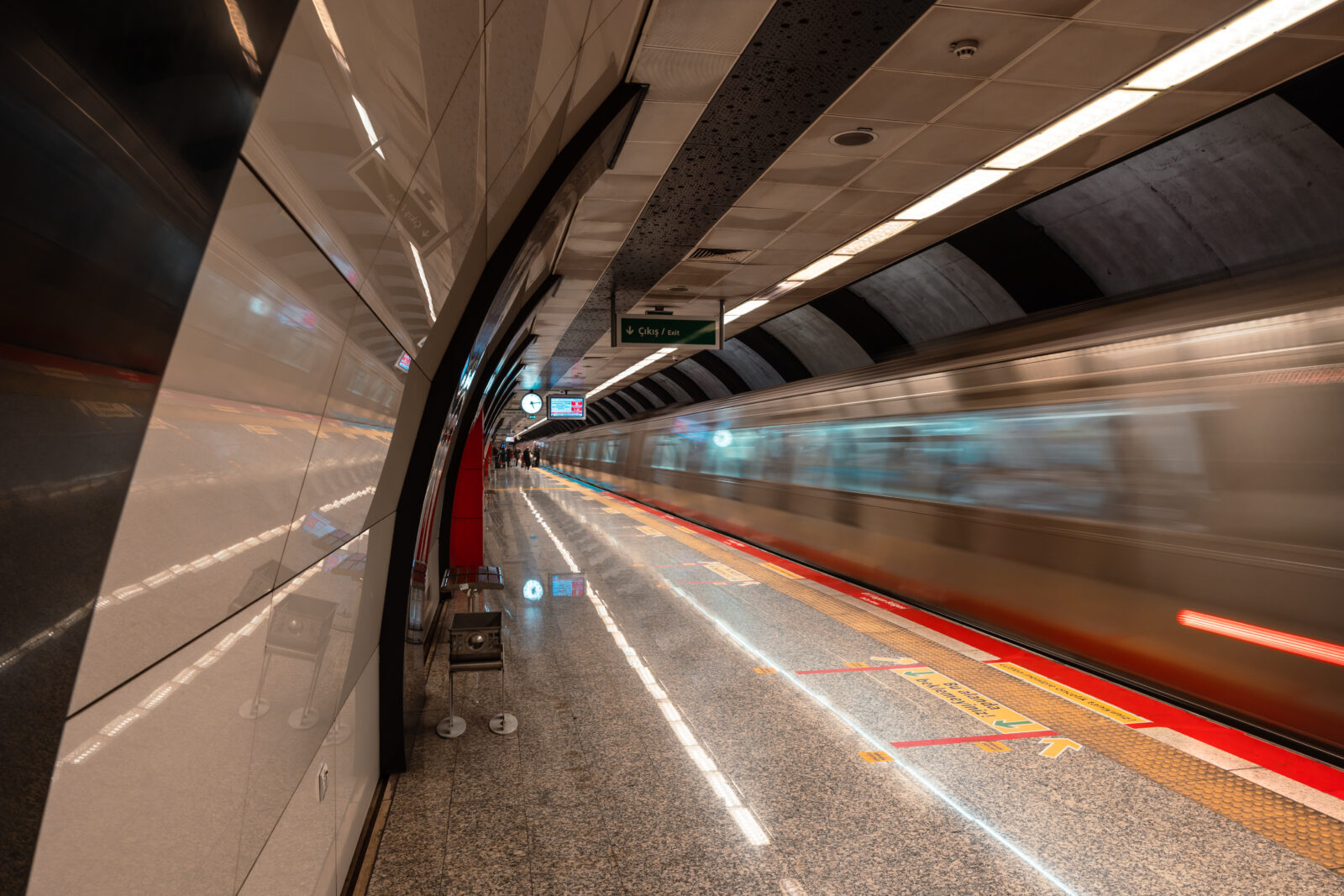Motion blur of the metro train of M2 metro line of Istanbul in Istanbul, Türkiye on 10 October 2021 (Adobe Stock Photo)