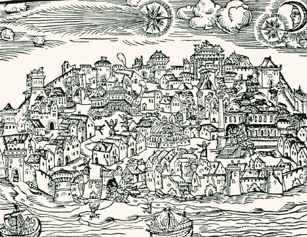 An engraving depicting the 1509 Istanbul Earthquake known as “Little Doomsday” in Ottoman history.