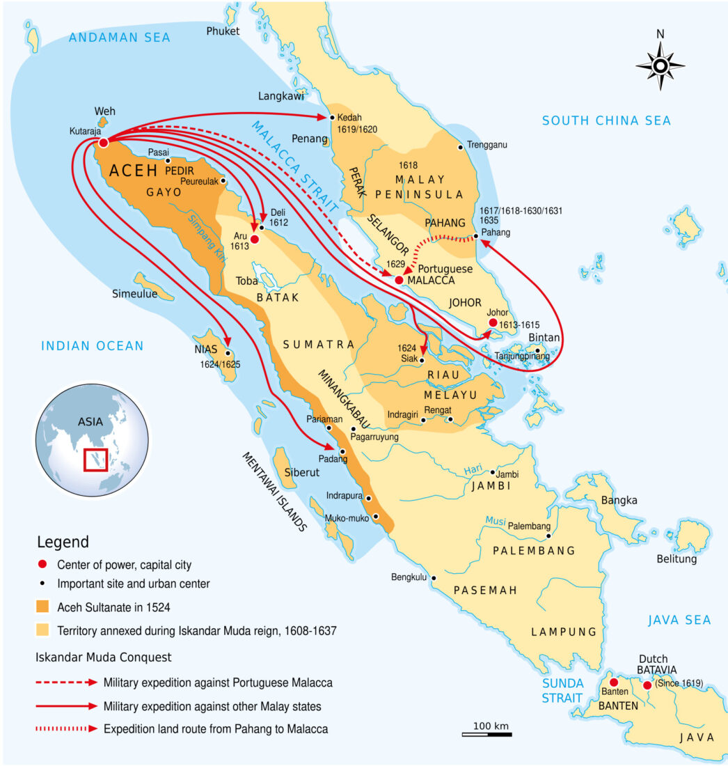 The maximum extent of Sultanate of Aceh 