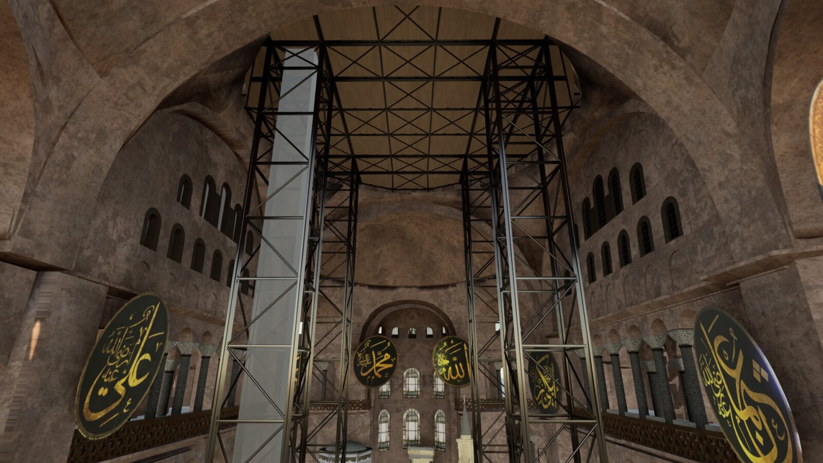 project illustration of the extensive dome restoration at Hagia Sophia