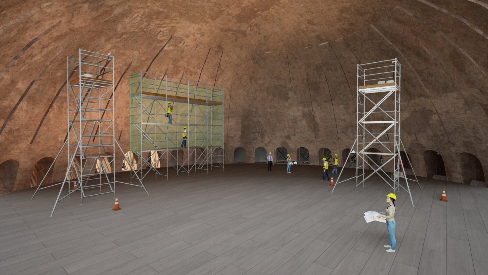 project illustration of the extensive dome restoration at Hagia Sophia