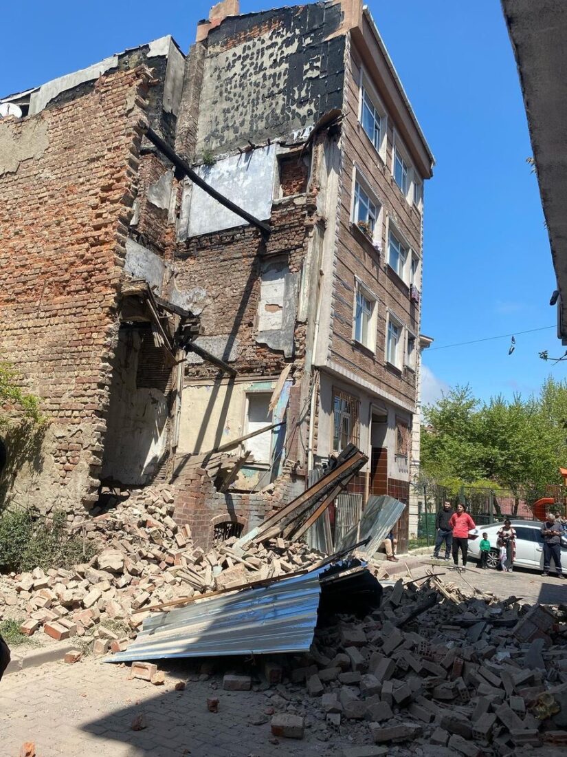 Collapsed section of a derelict building in Istanbul’s Fatih district