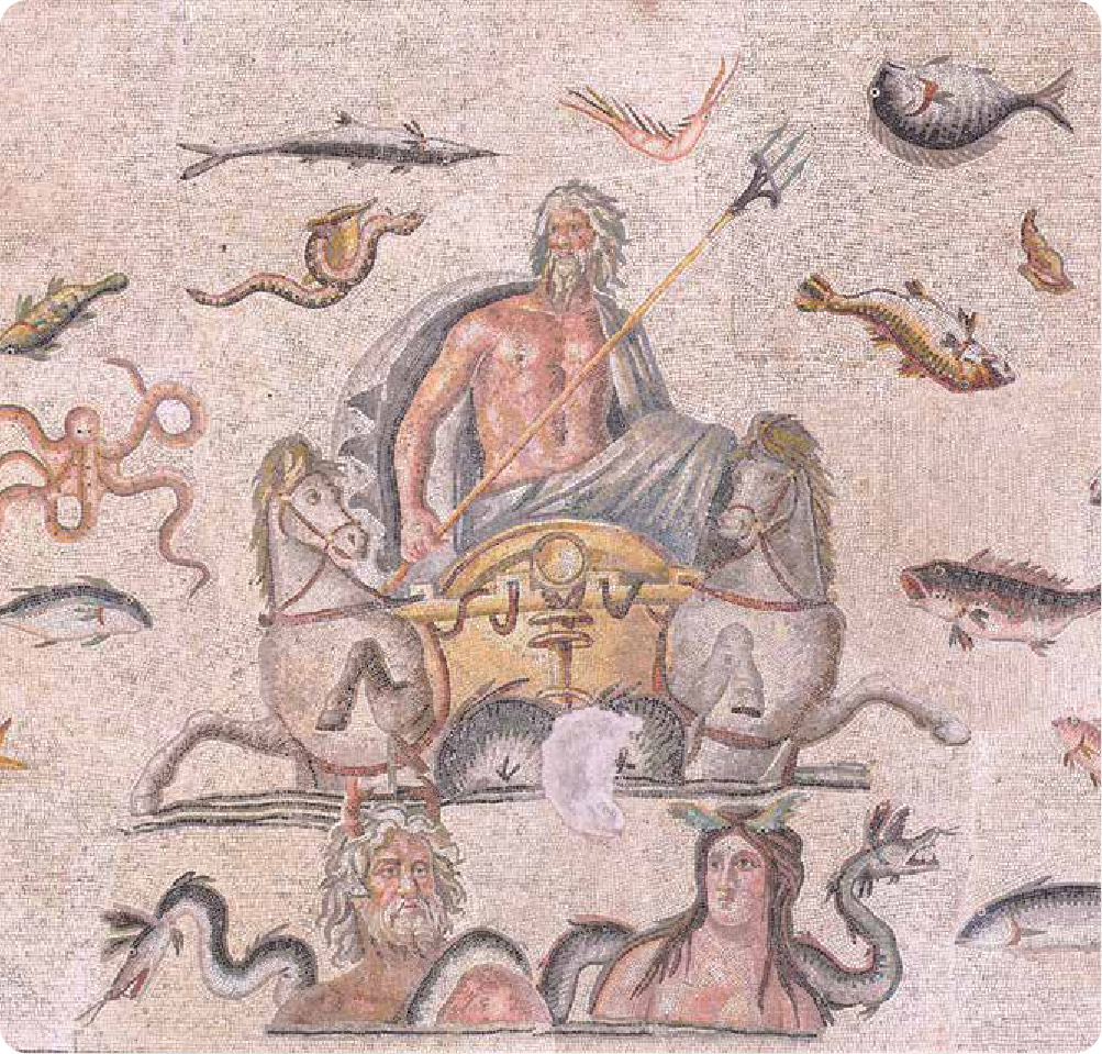 Detail from the Poseidon mosaic, 